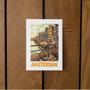 Kleurrijke Vintage Amsterdam Nederland Grachtstad Briefkaart
