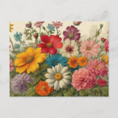 Kleurrijke vintage bloeiende tuin bloemen briefkaart (Voorkant)