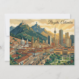 Kleurrijke Vintage Bogota Colombia Reis Kunst  Kaart