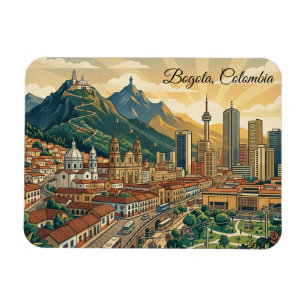 Kleurrijke Vintage Bogota Colombia Reis Kunst Magneet
