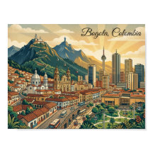 Kleurrijke Vintage Bogota Colombia Reis Kunst