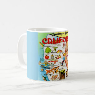 Kleurrijke Vintage Californië kaart  Koffiemok