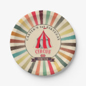 Kleurrijke Vintage Circus Persoonlijke Feestplaat Papieren Bordje (Voorkant)