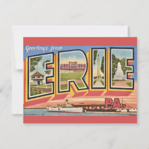 Kleurrijke vintage Erie PA Briefkaart