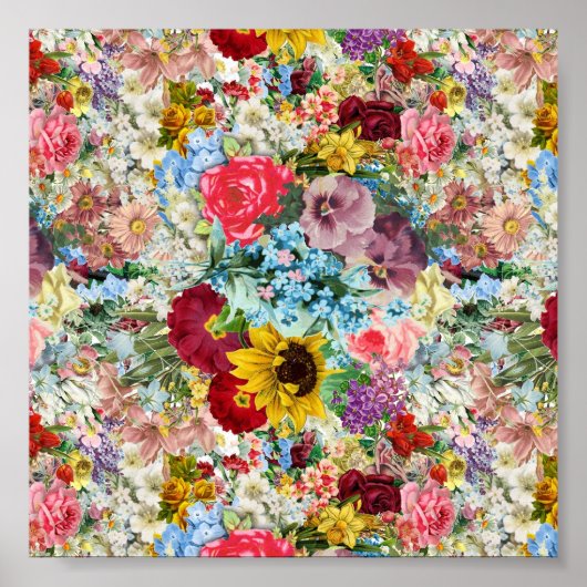 Kleurrijke Vintage Floral Poster (Voorkant)
