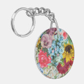 Kleurrijke Vintage Floral Sleutelhanger (Voorkant Links)