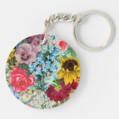 Kleurrijke Vintage Floral Sleutelhanger (Achterkant)