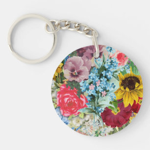 Kleurrijke Vintage Floral Sleutelhanger
