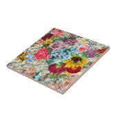 Kleurrijke Vintage Floral Tegeltje (Zijkant)