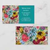 Kleurrijke Vintage Floral Visitekaartje (Voorkant / Achterkant)