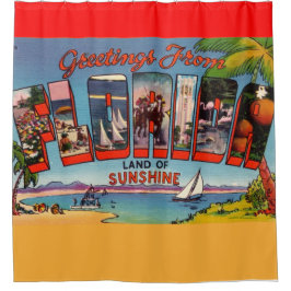 Kleurrijke Vintage Florida Groeten Douchegordijn