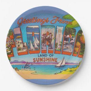 Kleurrijke Vintage Florida Groeten Papieren Bordje