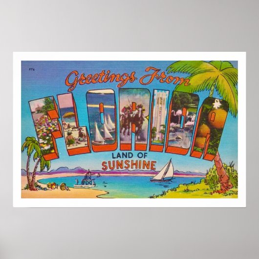Kleurrijke vintage Florida-uitprintbare groet Poster (Voorkant)