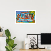 Kleurrijke vintage Florida-uitprintbare groet Poster (Thuiskantoor)