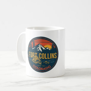 kleurrijke vintage fort colllins colorado bergkamp koffiemok