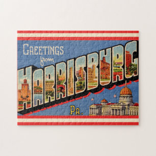 Kleurrijke vintage Harrisburg PA 11x14  Legpuzzel