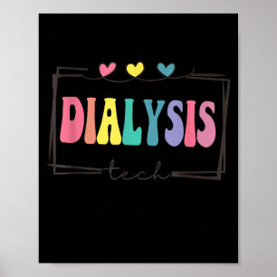 Kleurrijke Vintage Harten Dialyse Technicus Nephro Poster
