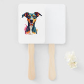 Kleurrijke vintage hondenportret Pop Art-illustrat Handwaaier (Voorkant en achterkant)