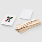 Kleurrijke vintage hondenportret Pop Art-illustrat Handwaaier (Niet-gemonteerd)