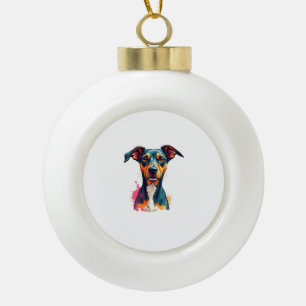 Kleurrijke vintage hondenportret Pop Art-illustrat Keramische Bal Ornament