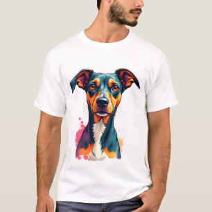 Kleurrijke vintage hondenportret Pop Art-illustrat T-shirt