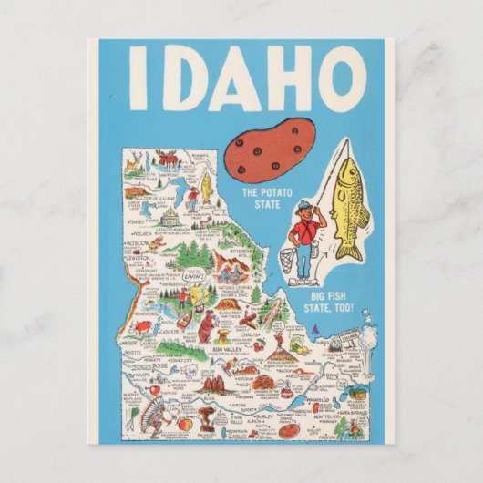 Kleurrijke vintage Idaho kaart (Voorkant)