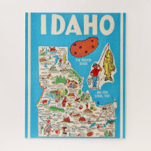 Kleurrijke Vintage Idaho Kaart 16x20 Puzzel