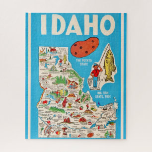 Kleurrijke Vintage Idaho Kaart 16x20 Puzzel