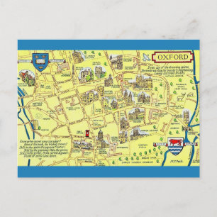 Kleurrijke vintage kaart Oxford Engeland