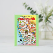 Kleurrijke vintage kaart van Californië (Staand voorkant)