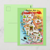 Kleurrijke vintage kaart van Californië (Voorkant / Achterkant)