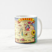 "Kleurrijke vintage kaart van Kansas mok (Voorkant rechts)