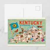 Kleurrijke vintage kaart van Kentucky  (Voorkant / Achterkant)