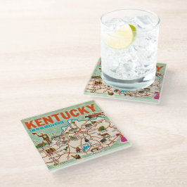 Kleurrijke vintage kaart van Kentucky Glazen Onderzetter