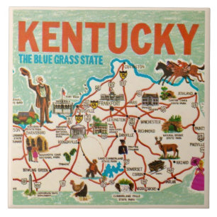Kleurrijke vintage kaart van Kentucky Tegeltje
