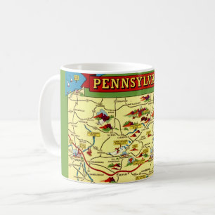 Kleurrijke vintage kaart van Pennsylvania Koffiemok