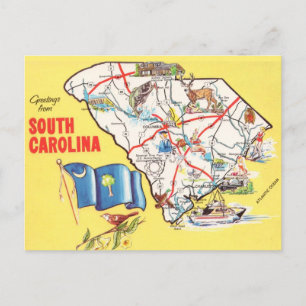Kleurrijke vintage kaart van South Carolina