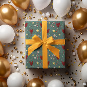 Kleurrijke Vintage Kerst Theme Pattern Cadeaupapier