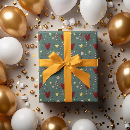 Kleurrijke Vintage Kerst Theme Pattern Cadeaupapier