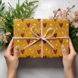 Kleurrijke Vintage Kerst Theme Pattern Cadeaupapier<br><div class="desc">Kerstthema inpakpapier met kleurrijke handgetekende vakantiesymbolen met rood goud en  gele kleuren.</div>