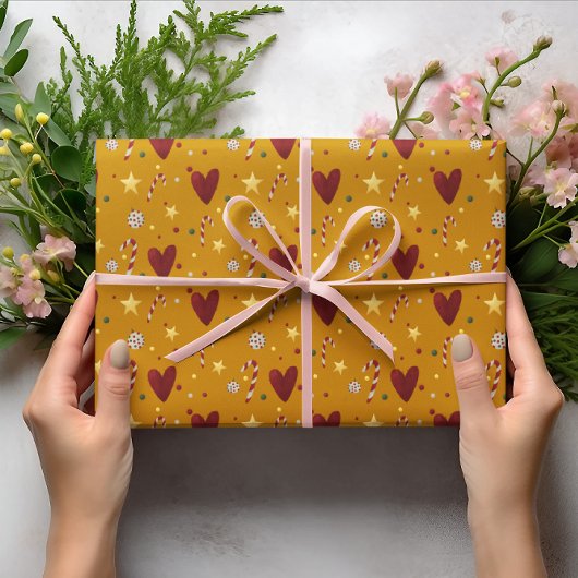 Kleurrijke Vintage Kerst Theme Pattern Cadeaupapier