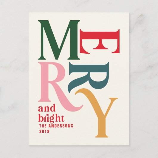 Kleurrijke vintage kerstgroet feestdagenkaart (Voorkant)