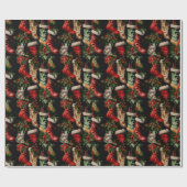 Kleurrijke vintage kerstkousen cadeaupapier (Vlak)
