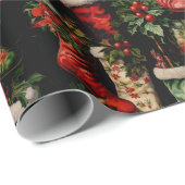 Kleurrijke vintage kerstkousen cadeaupapier (Rol Hoek)