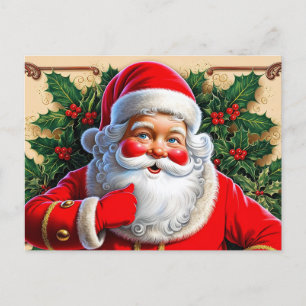 Kleurrijke Vintage Kerstman Feestdagenkaart