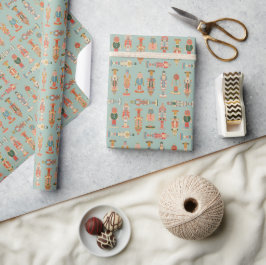Kleurrijke Vintage Kerstman Notenkraker Cadeaupapi Cadeaupapier