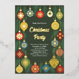 Kleurrijke Vintage Kerstversiering Kerstfeest Vaka Folie Uitnodiging