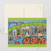 Kleurrijke vintage Lancaster PA Briefkaart (Voorkant / Achterkant)