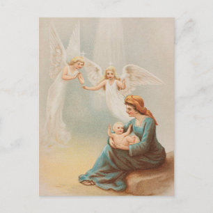 Kleurrijke vintage Mary met baby Jezus-kaart Briefkaart