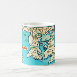 Kleurrijke vintage Maryland kaart ansichtkaart mok